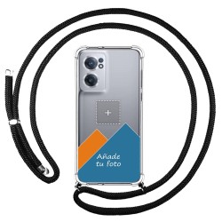 Personaliza tu Funda Colgante Transparente para Oneplus Nord CE 2 5G con Cordon Negro Dibujo Personalizada