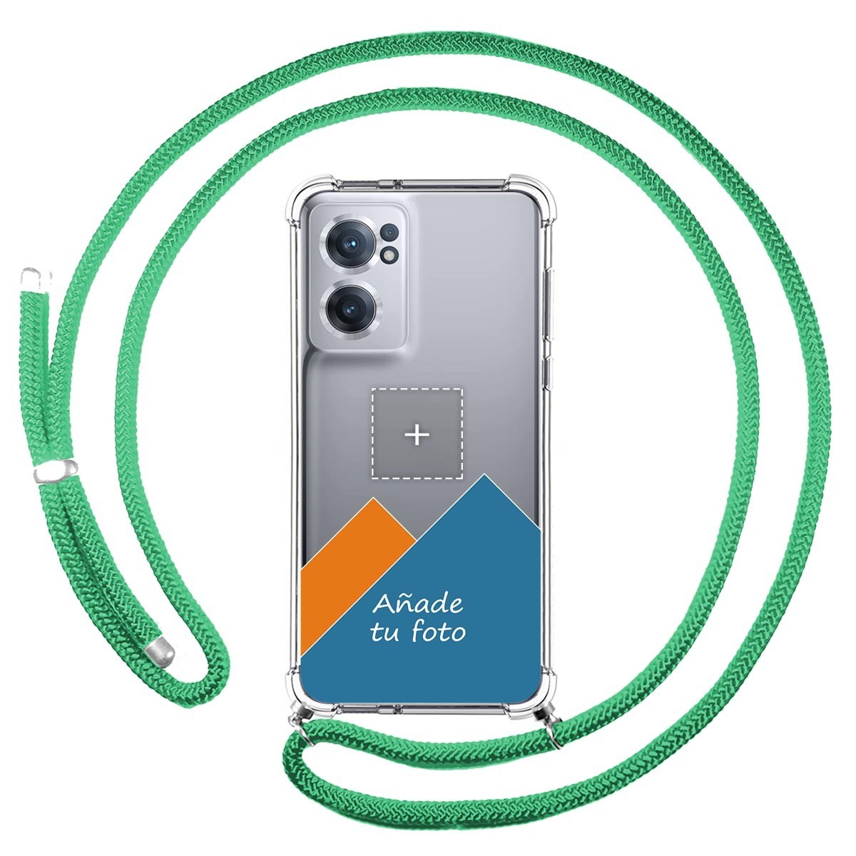 Personaliza tu Funda Colgante Transparente para Oneplus Nord CE 2 5G con Cordon Verde Agua Dibujo Personalizada