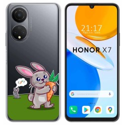 Funda Silicona Transparente para Huawei Honor X7 diseño Conejo Dibujos