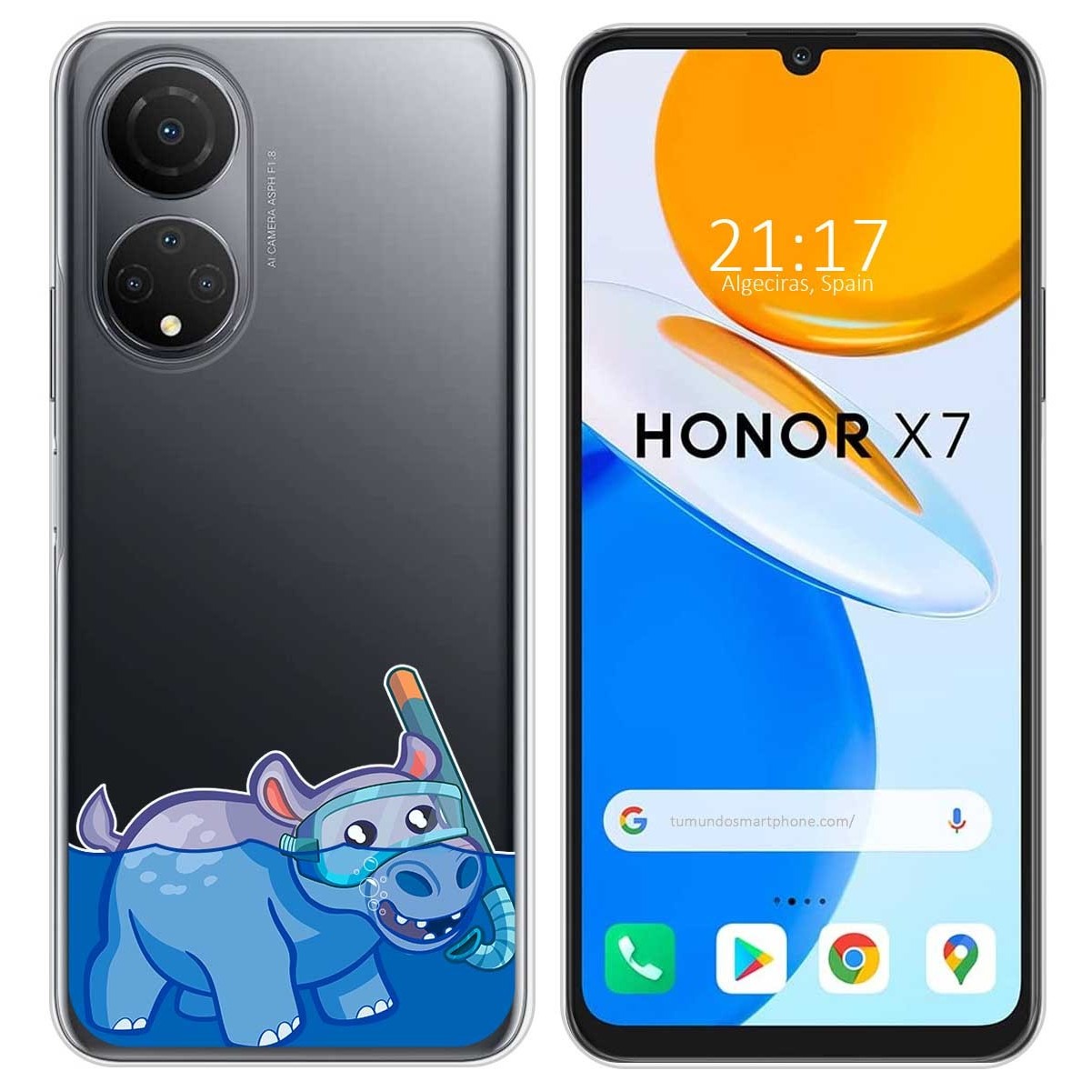 Funda Silicona Transparente para Huawei Honor X7 diseño Hipo Dibujos