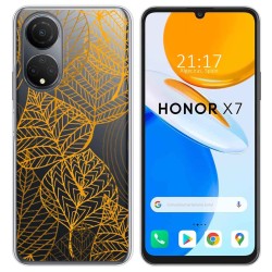 Funda Silicona Transparente para Huawei Honor X7 diseño Hojas Dibujos