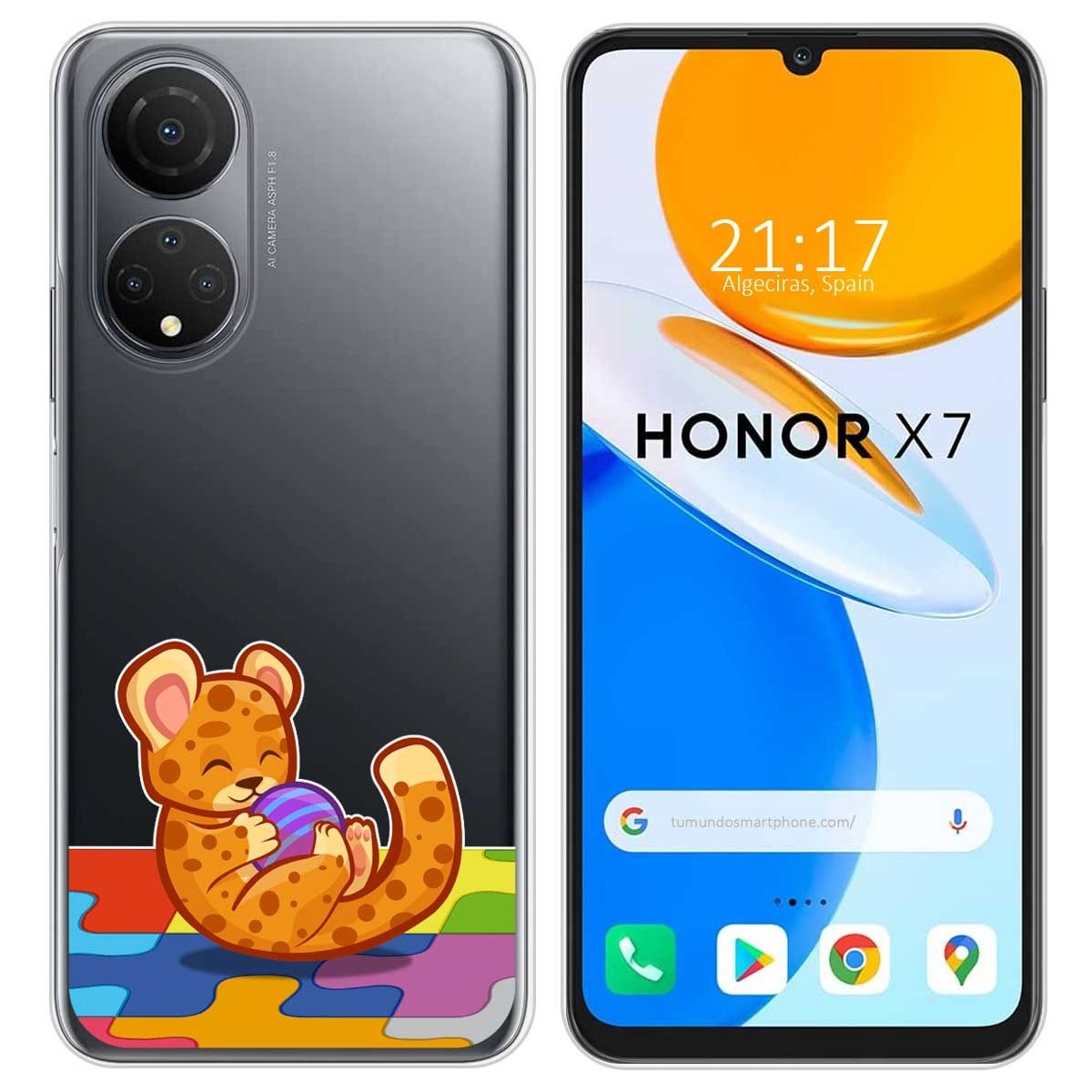 Funda Silicona Transparente para Huawei Honor X7 diseño Leopardo Dibujos