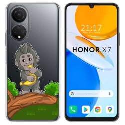 Funda Silicona Transparente para Huawei Honor X7 diseño Mono Dibujos