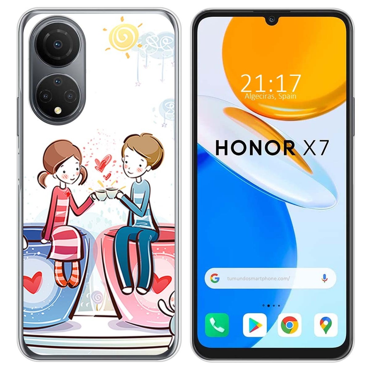 Funda Silicona para Huawei Honor X7 diseño Café Dibujos
