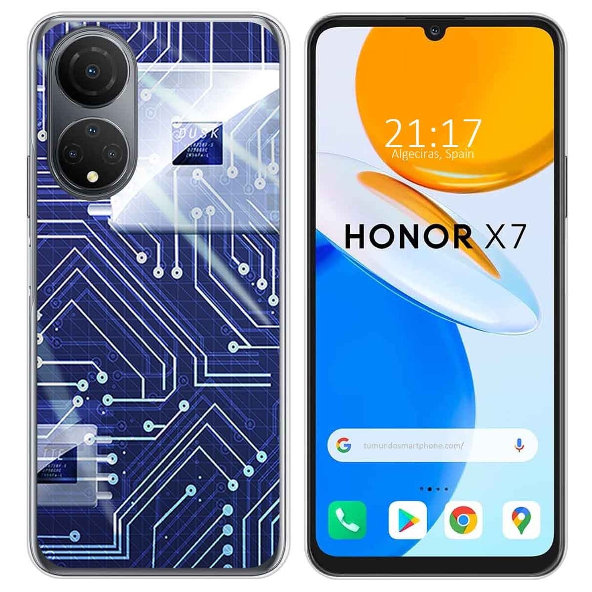 Funda Silicona para Huawei Honor X7 diseño Circuito Dibujos