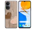 Funda Silicona para Huawei Honor X7 diseño Corazones Madera Dibujos
