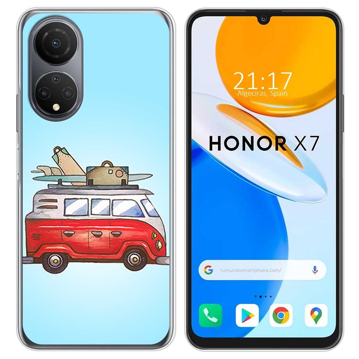 Funda Silicona para Huawei Honor X7 diseño Furgoneta Dibujos