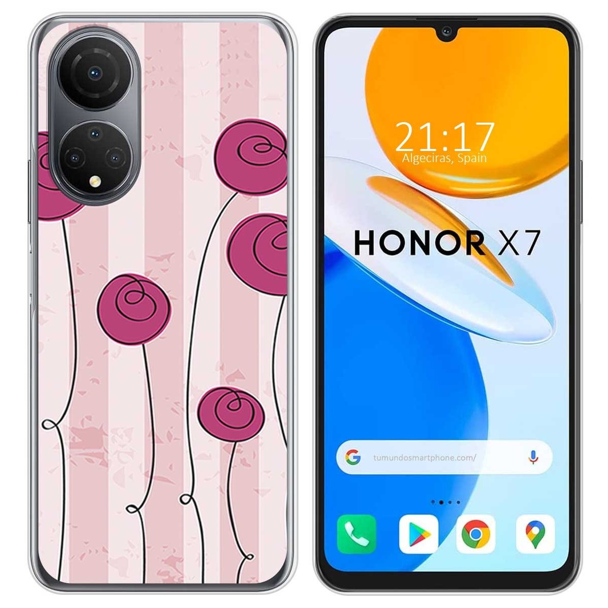 Funda Silicona para Huawei Honor X7 diseño Flores Vintage Dibujos