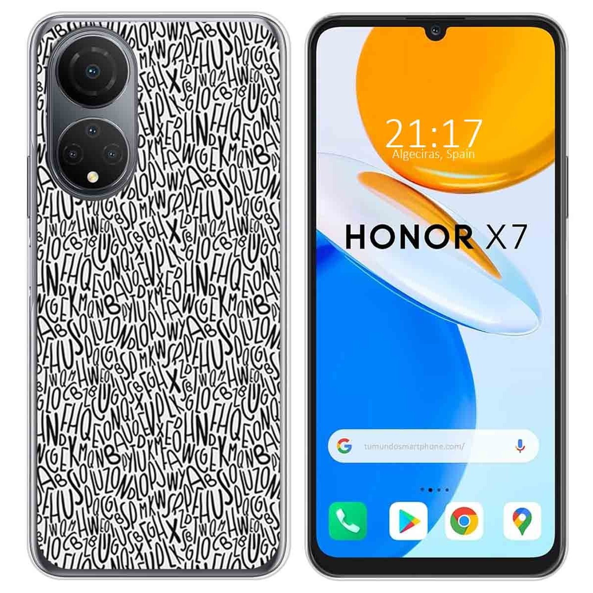 Funda Silicona para Huawei Honor X7 diseño Letras Dibujos