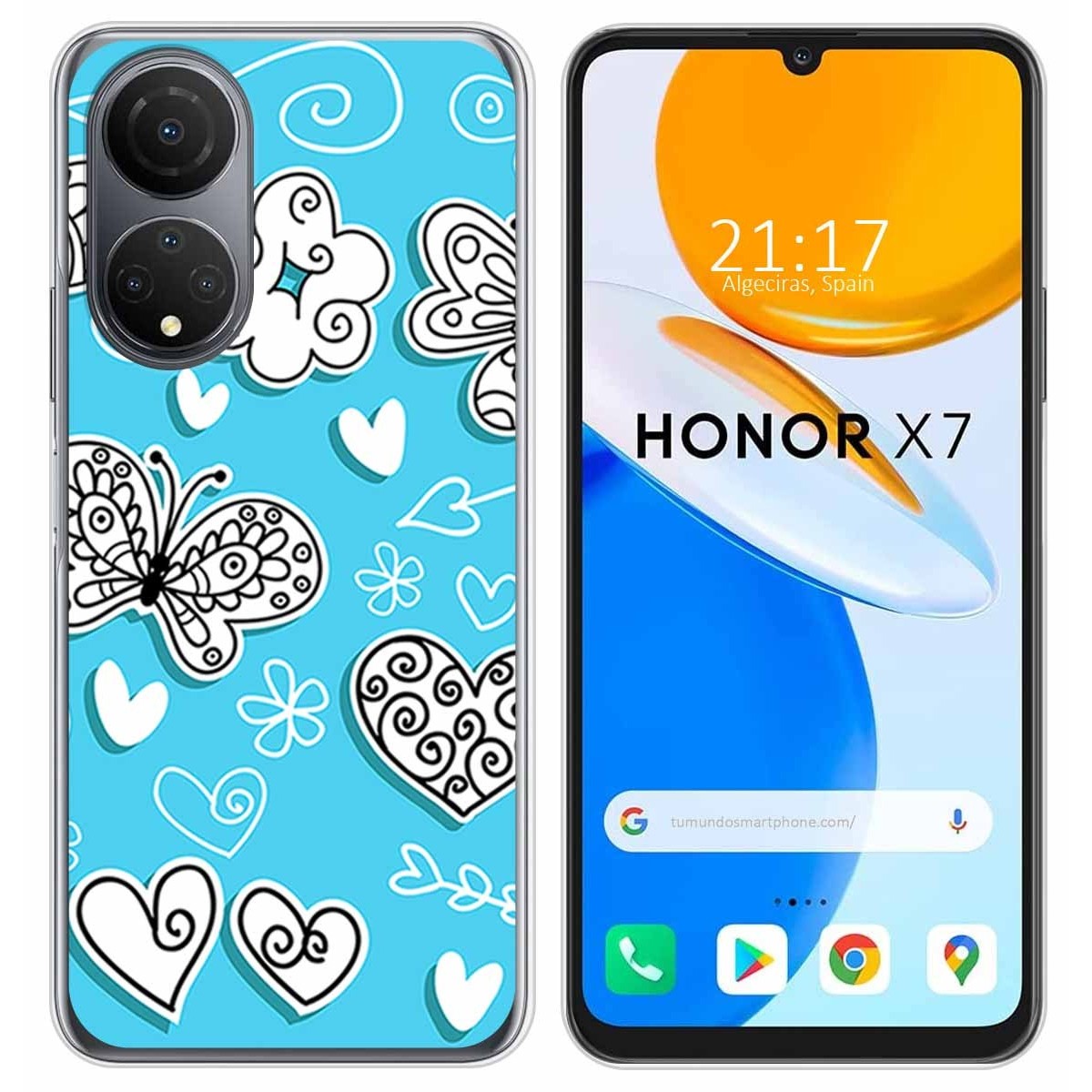 Funda Silicona para Huawei Honor X7 diseño Mariposas Dibujos