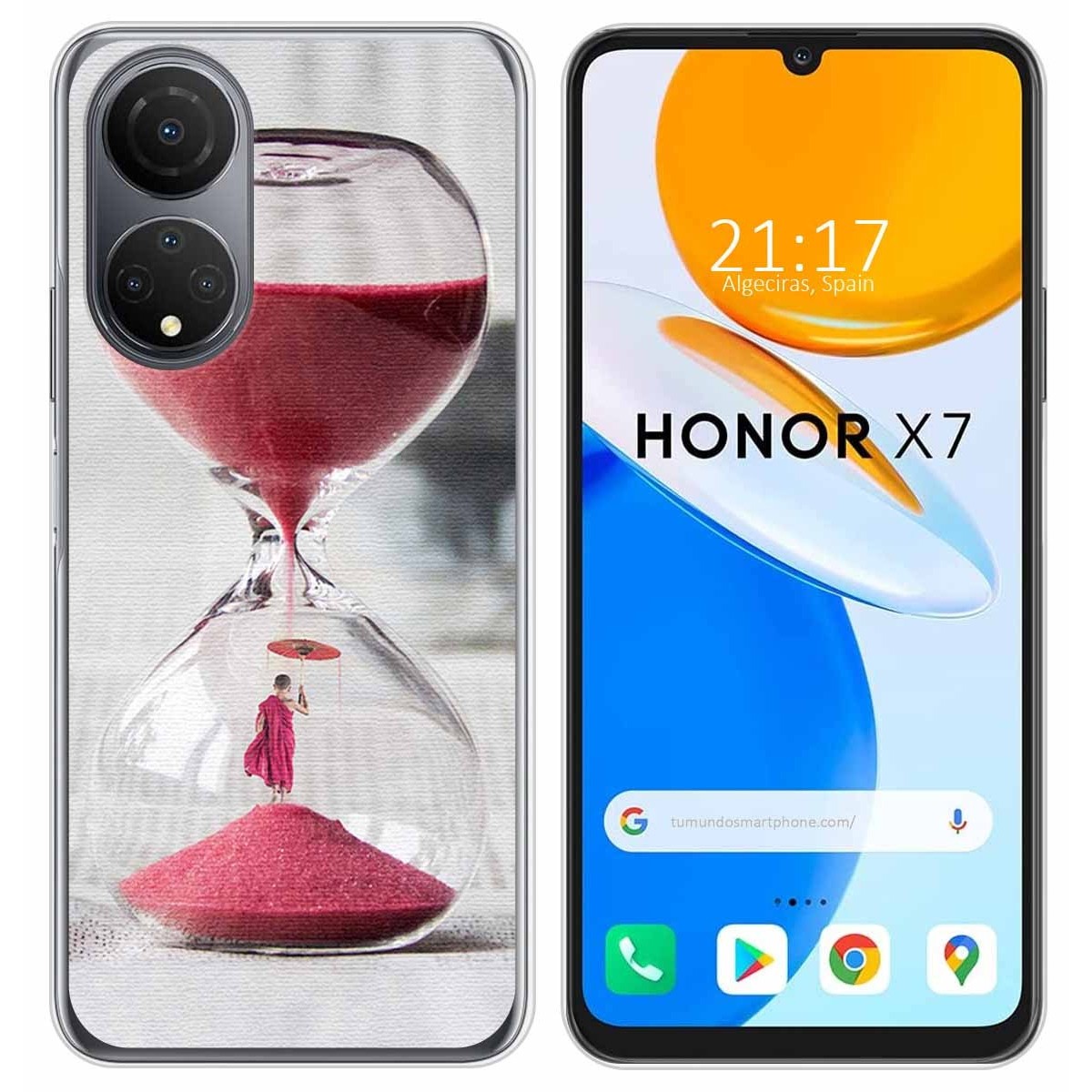 Funda Silicona para Huawei Honor X7 diseño Reloj Dibujos