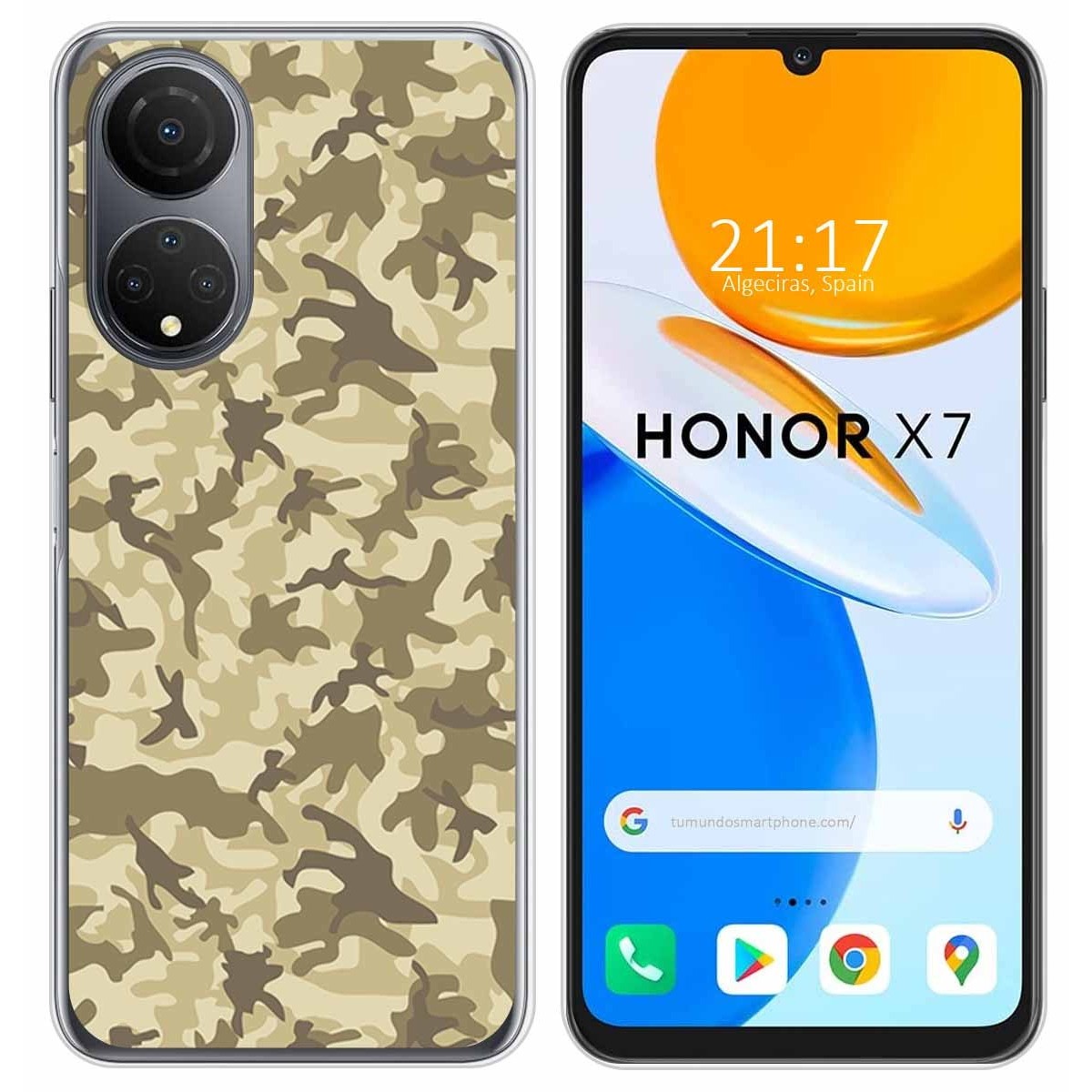 Funda Silicona para Huawei Honor X7 diseño Sand Camuflaje Dibujos