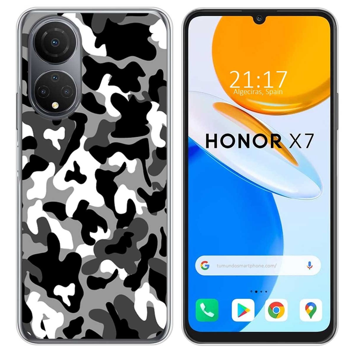 Funda Silicona para Huawei Honor X7 diseño Snow Camuflaje Dibujos