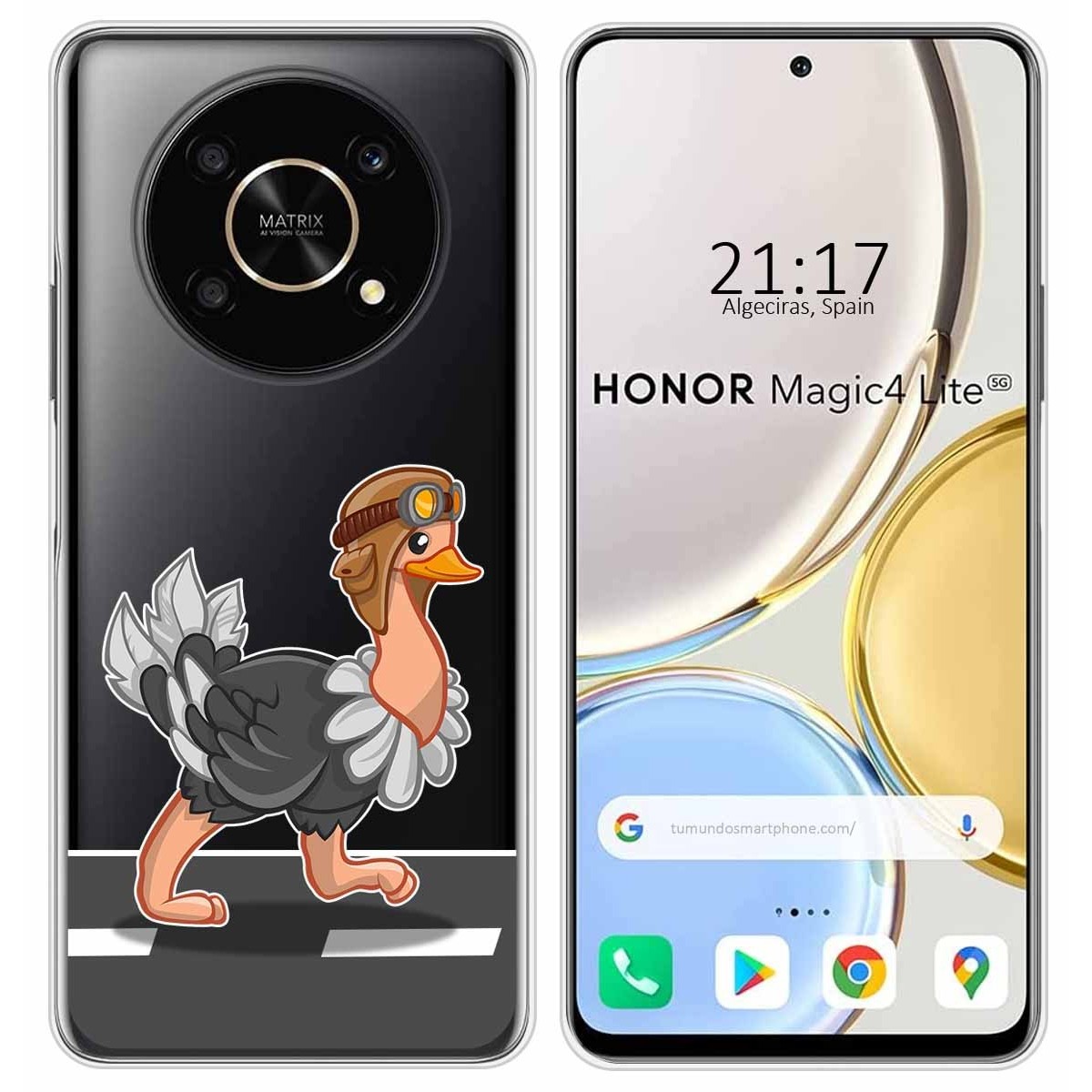 Funda Silicona Transparente para Huawei Honor Magic 4 Lite diseño Avestruz Dibujos