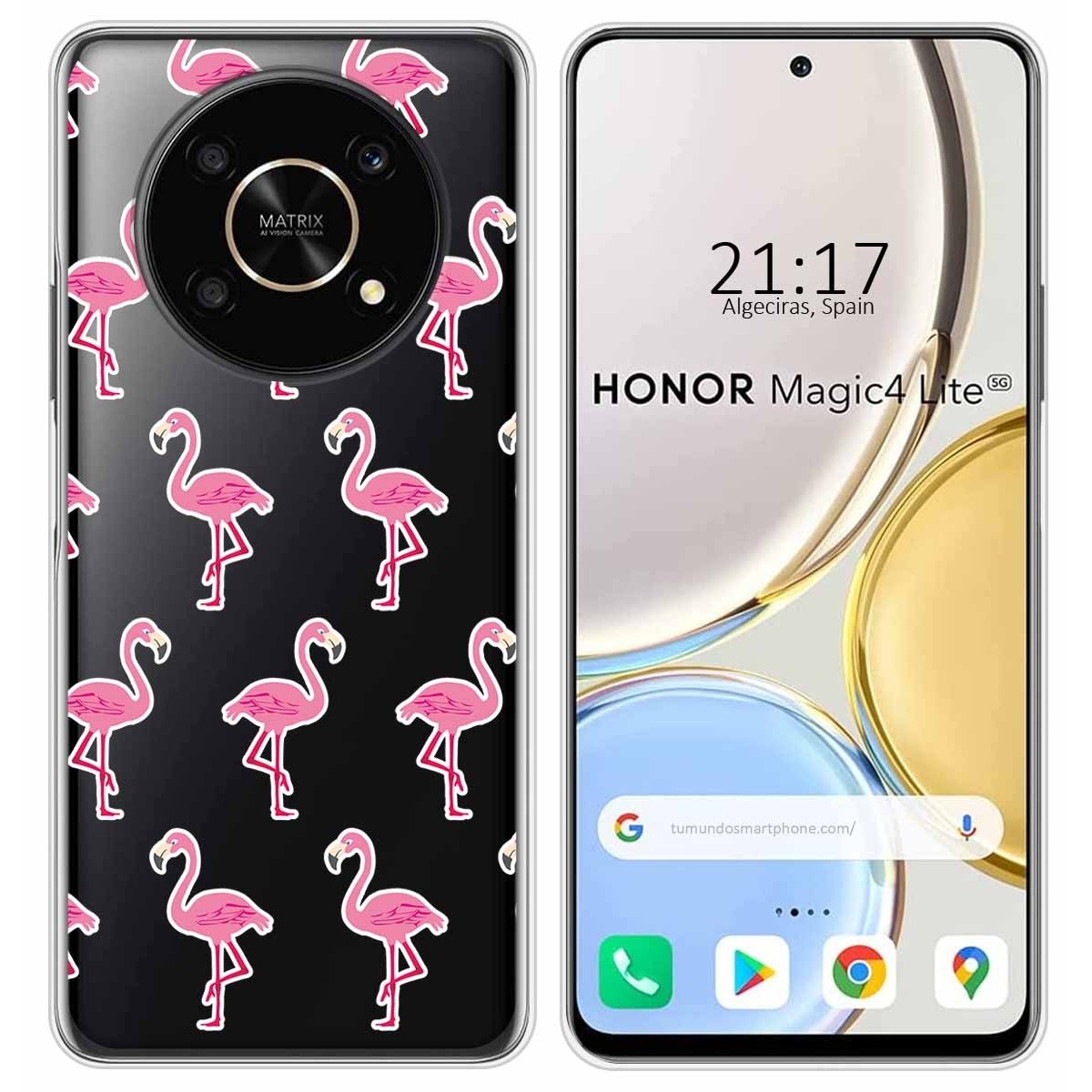 Funda Silicona Transparente para Huawei Honor Magic 4 Lite diseño Flamenco Dibujos