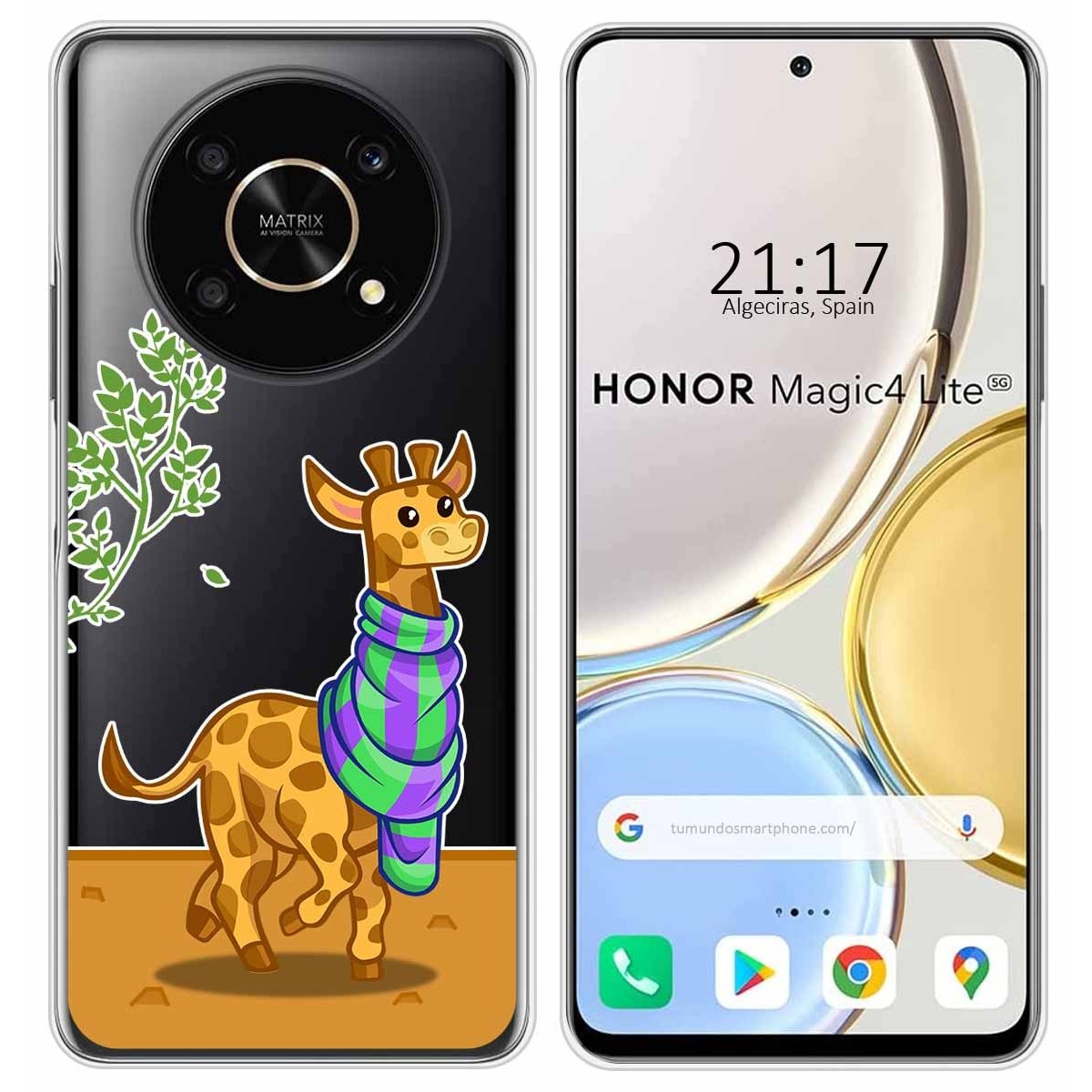 Funda Silicona Transparente para Huawei Honor Magic 4 Lite diseño Jirafa Dibujos