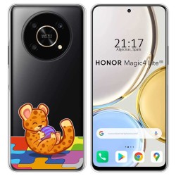 Funda Silicona Transparente para Huawei Honor Magic 4 Lite diseño Leopardo Dibujos