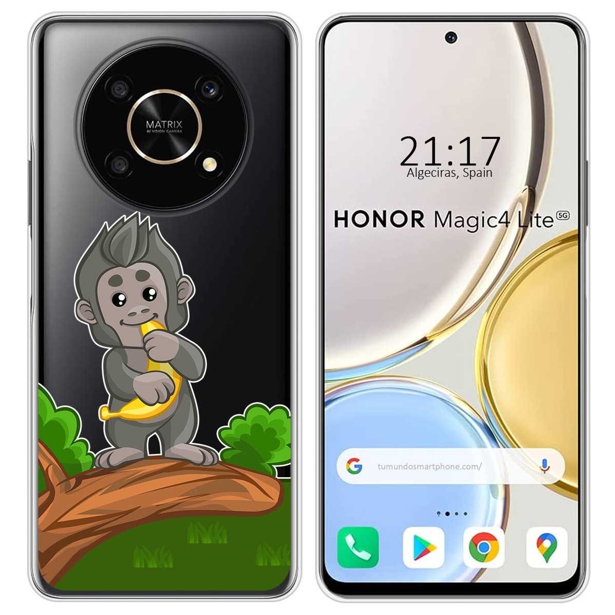 Funda Silicona Transparente para Huawei Honor Magic 4 Lite diseño Mono Dibujos