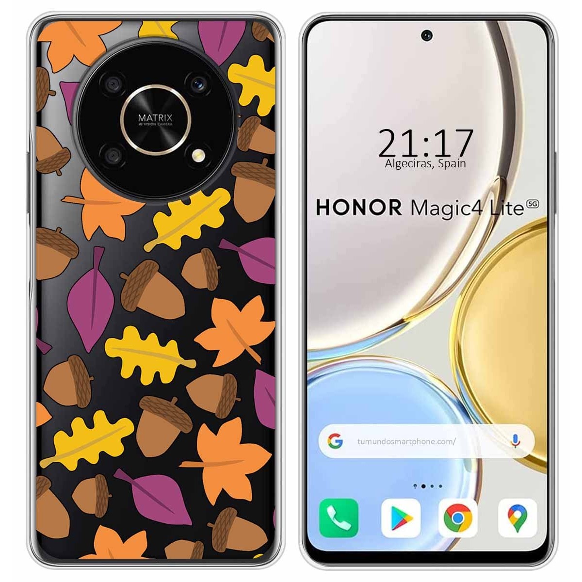 Funda Silicona Transparente para Huawei Honor Magic 4 Lite diseño Otoño Dibujos