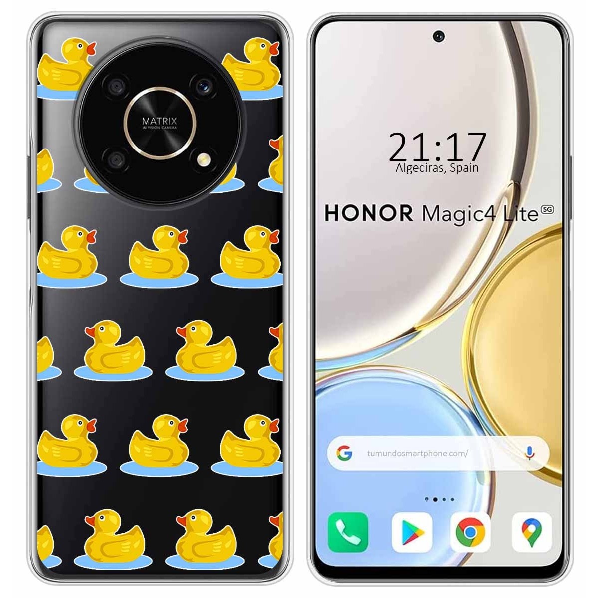 Funda Silicona Transparente para Huawei Honor Magic 4 Lite diseño Pato Dibujos