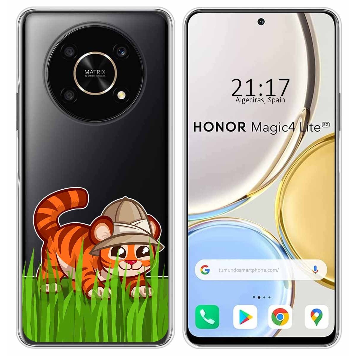 Funda Silicona Transparente para Huawei Honor Magic 4 Lite diseño Tigre Dibujos