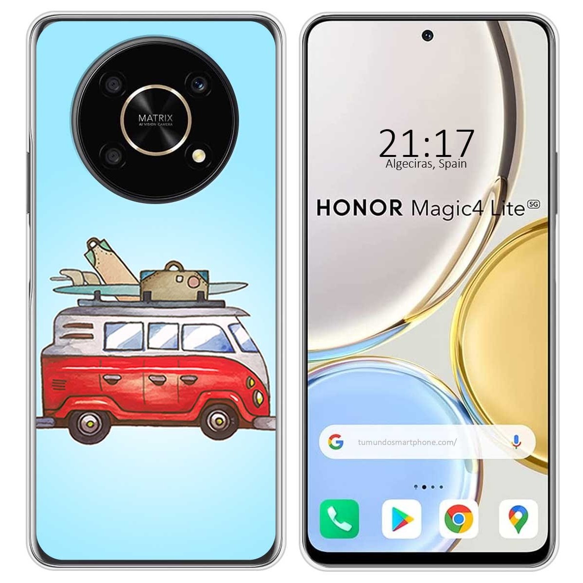 Funda Silicona para Huawei Honor Magic 4 Lite diseño Furgoneta Dibujos