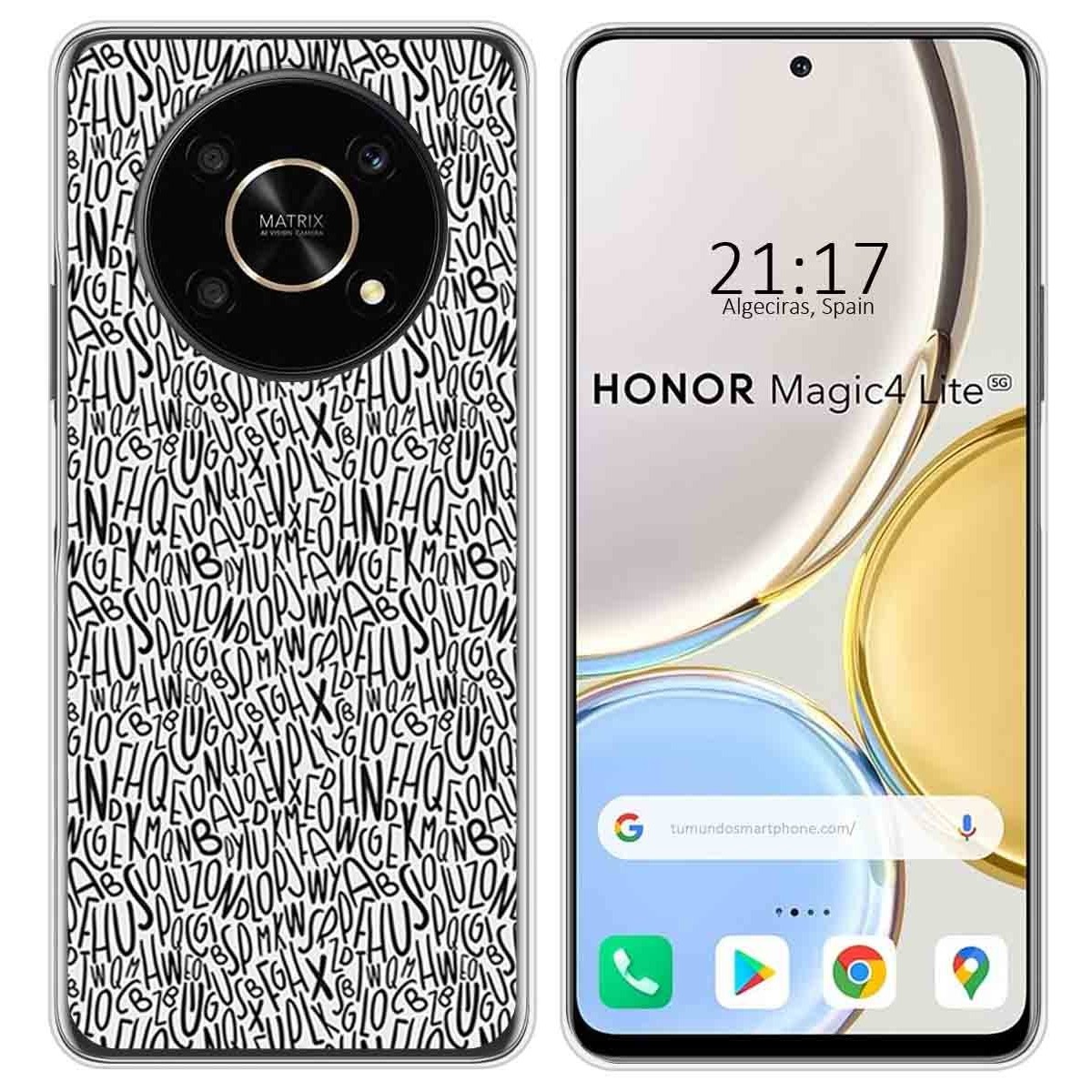 Funda Silicona para Huawei Honor Magic 4 Lite diseño Letras Dibujos