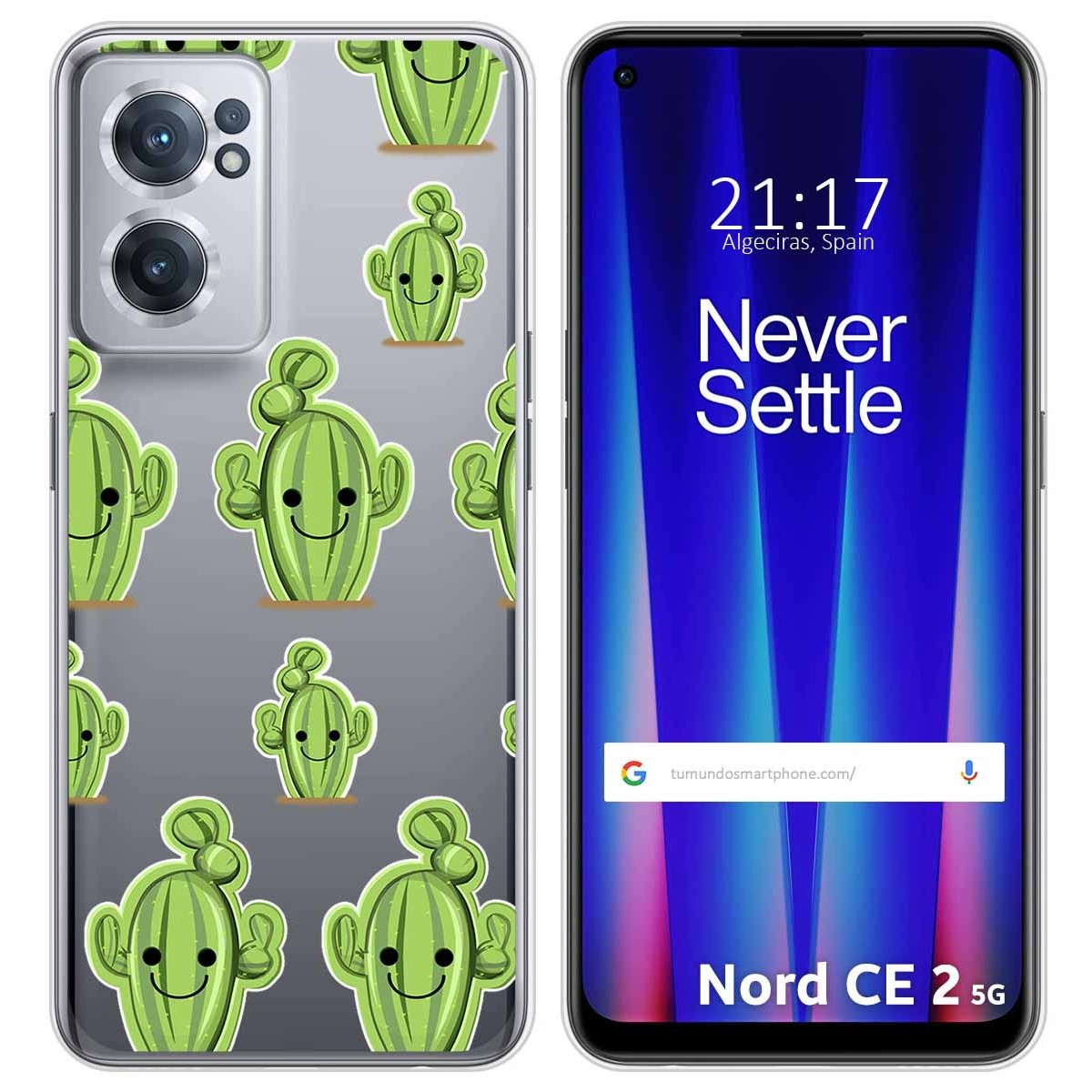 Funda Silicona Transparente para Oneplus Nord CE 2 5G diseño Cactus Dibujos