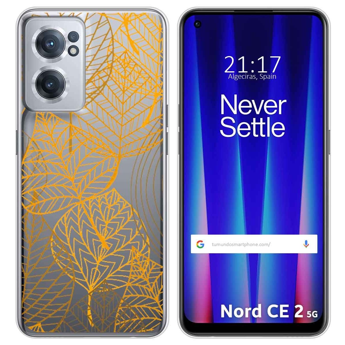 Funda Silicona Transparente para Oneplus Nord CE 2 5G diseño Hojas Dibujos