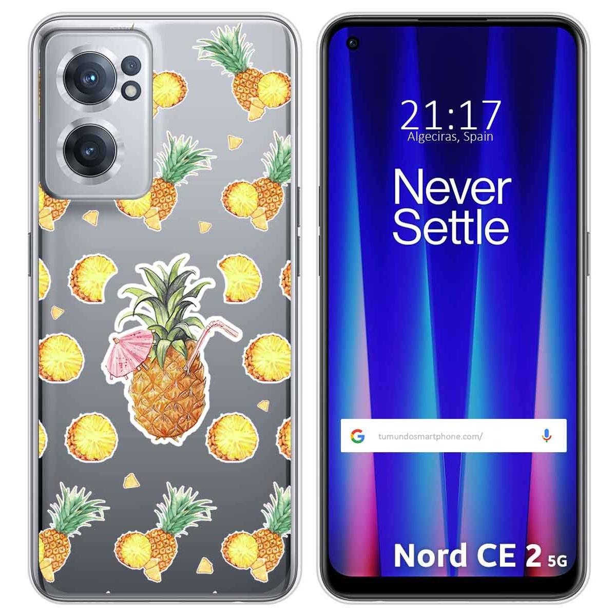 Funda Silicona Transparente para Oneplus Nord CE 2 5G diseño Piña Dibujos
