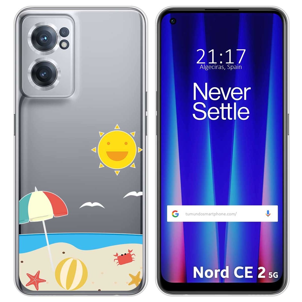 Funda Silicona Transparente para Oneplus Nord CE 2 5G diseño Playa Dibujos