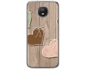 Funda Gel Tpu para Motorola Moto G5S Diseño Corazones Madera Dibujos
