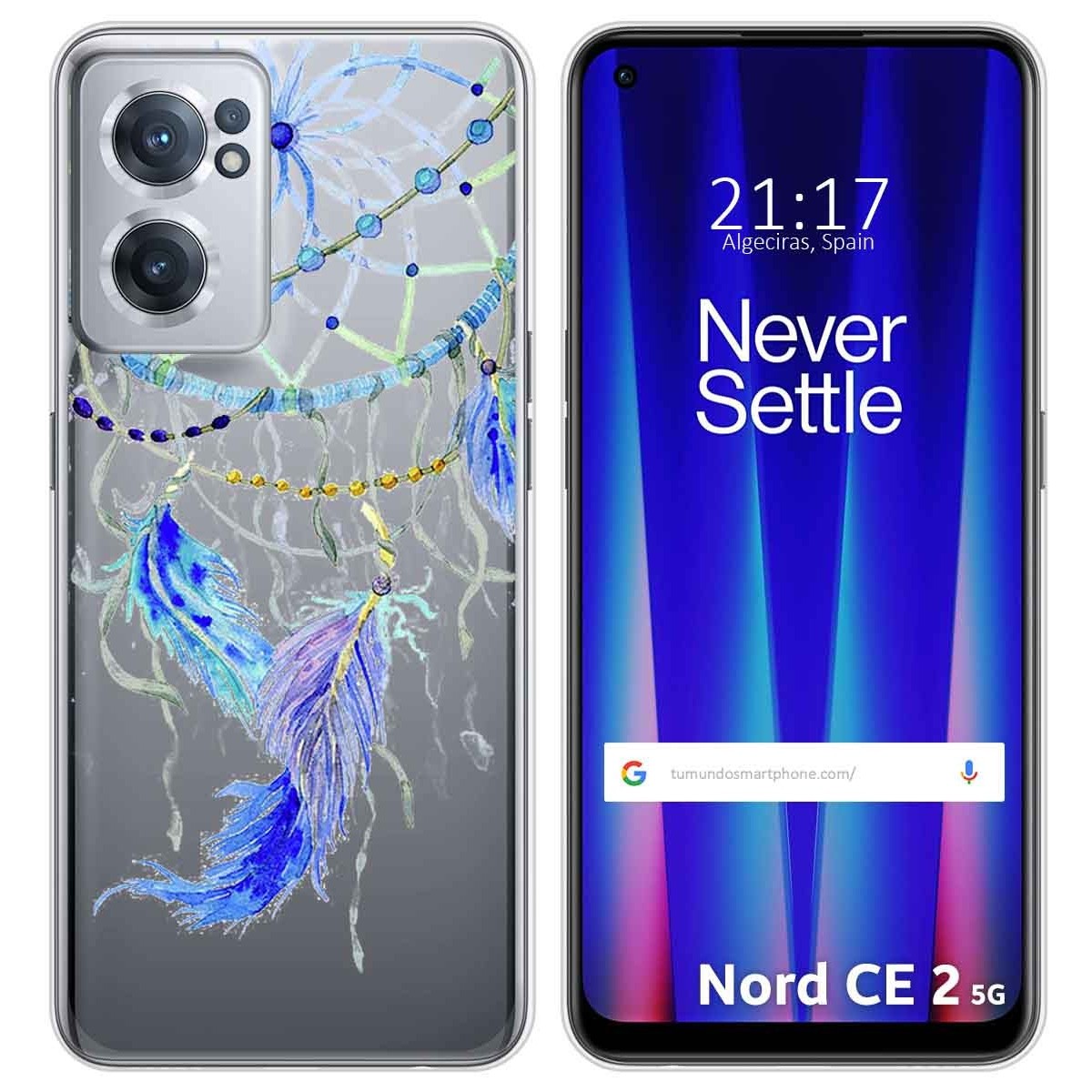 Funda Silicona Transparente para Oneplus Nord CE 2 5G diseño Plumas Dibujos