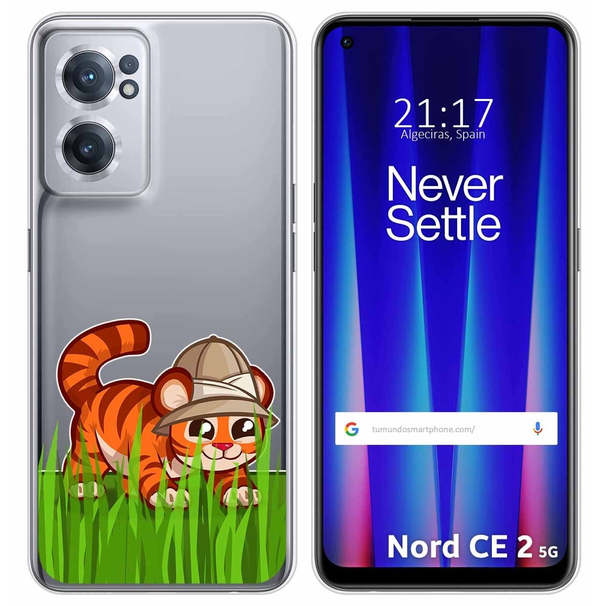 Funda Silicona Transparente para Oneplus Nord CE 2 5G diseño Tigre Dibujos