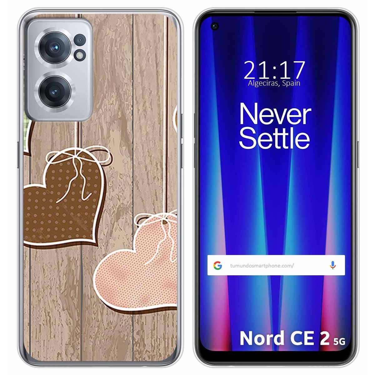 Funda Silicona para Oneplus Nord CE 2 5G diseño Corazones Madera Dibujos
