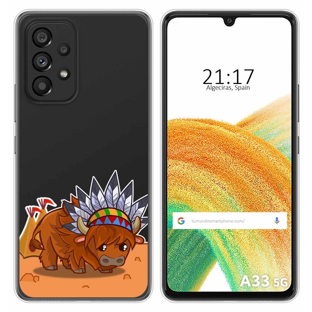 Funda Silicona Transparente para Samsung Galaxy A33 5G diseño Bufalo Dibujos