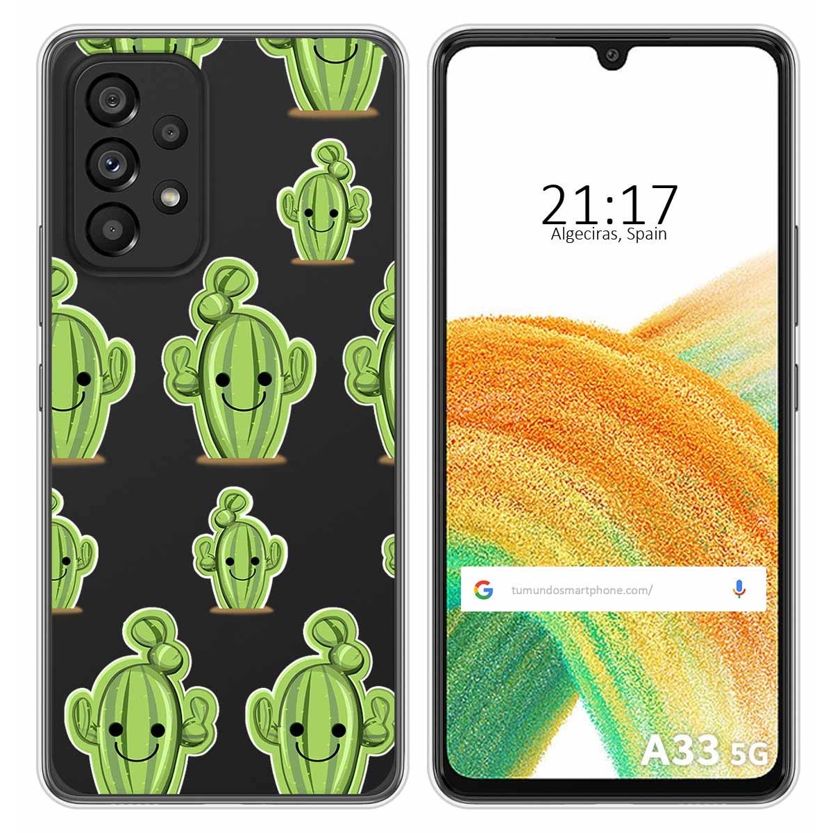 Funda Silicona Transparente para Samsung Galaxy A33 5G diseño Cactus Dibujos
