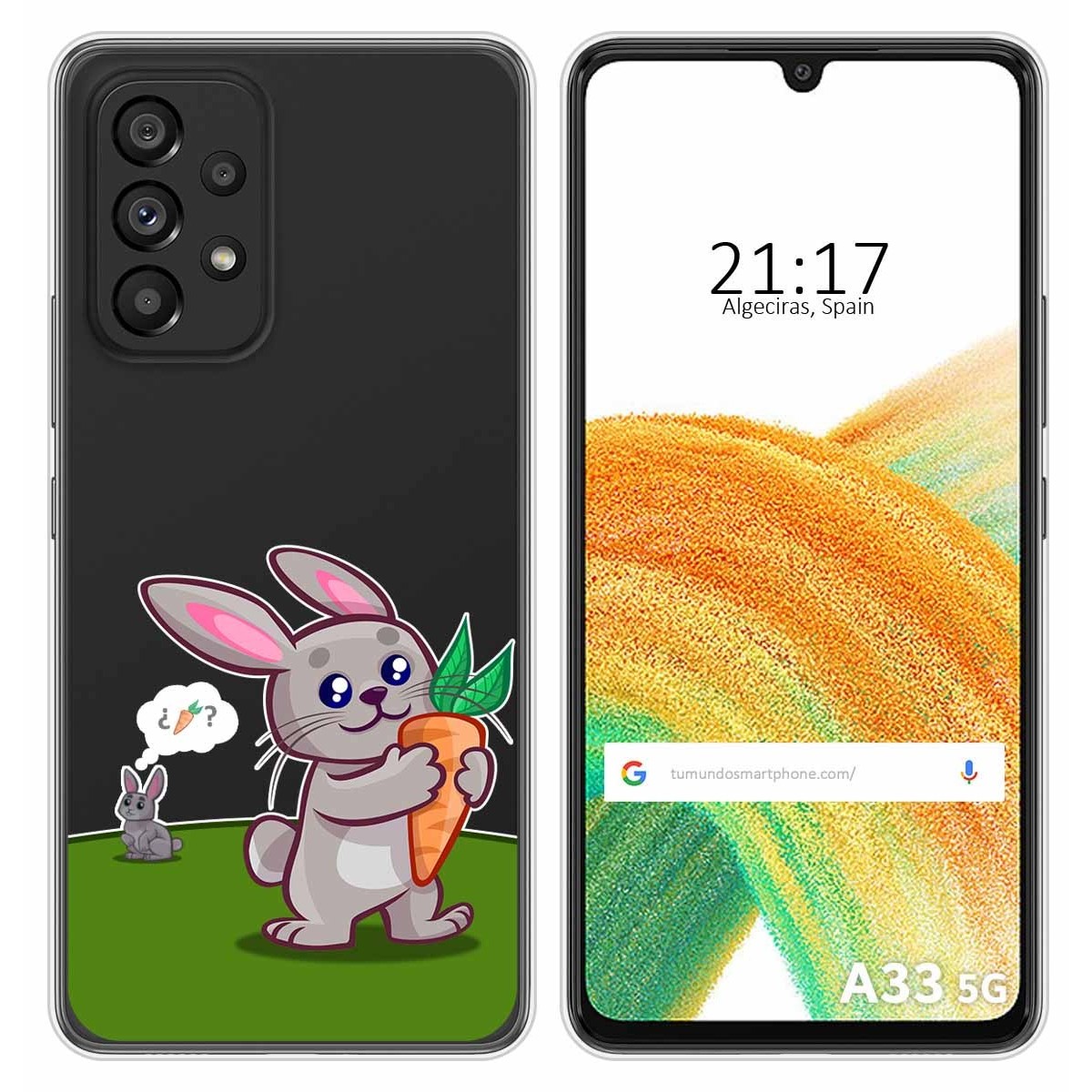 Funda Silicona Transparente para Samsung Galaxy A33 5G diseño Conejo Dibujos