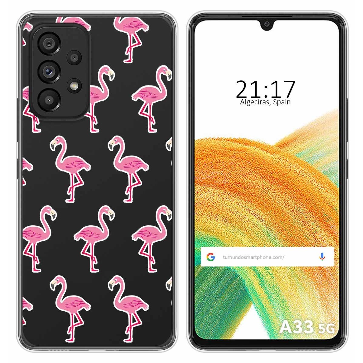 Funda Silicona Transparente para Samsung Galaxy A33 5G diseño Flamenco Dibujos
