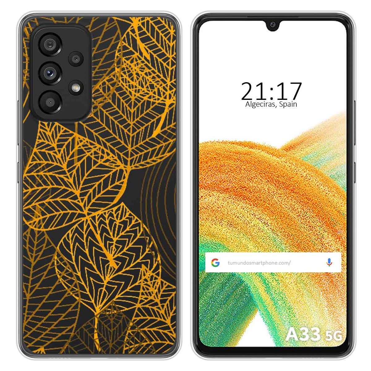 Funda Silicona Transparente para Samsung Galaxy A33 5G diseño Hojas Dibujos
