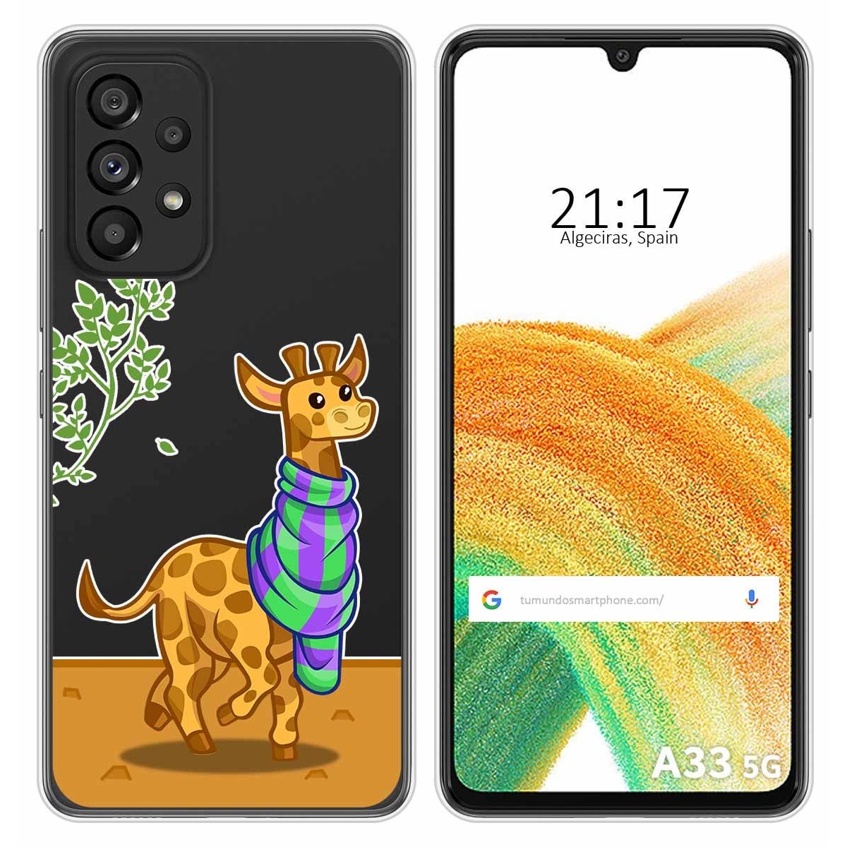 Funda Silicona Transparente para Samsung Galaxy A33 5G diseño Jirafa Dibujos