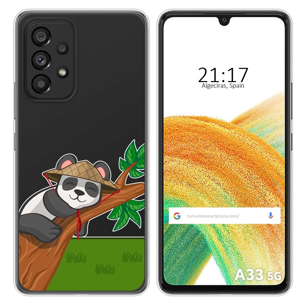 Funda Silicona Transparente para Samsung Galaxy A33 5G diseño Panda Dibujos