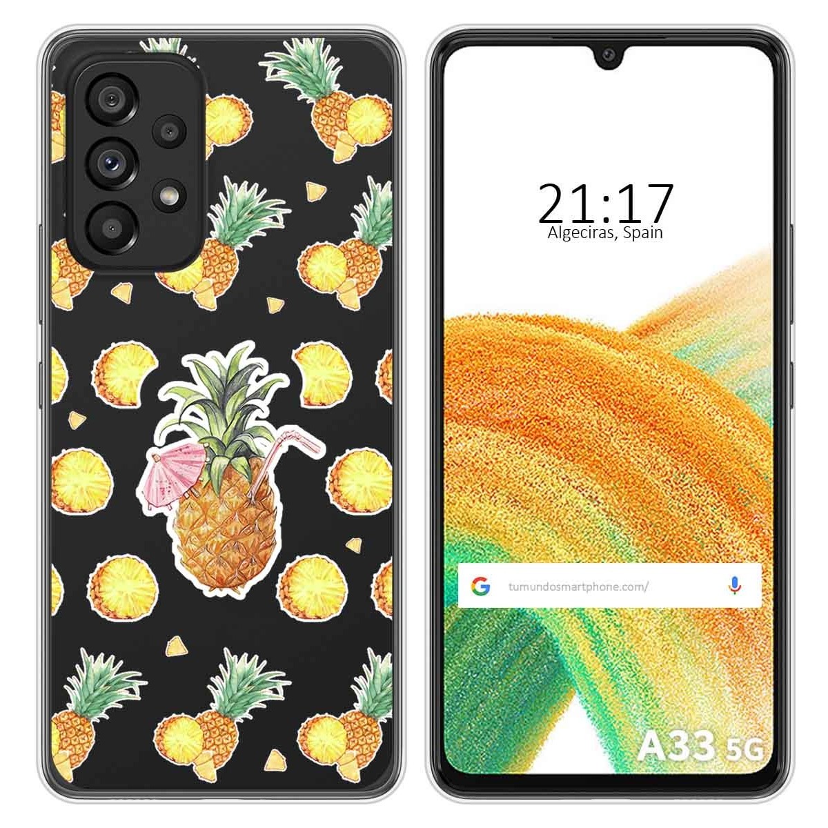 Funda Silicona Transparente para Samsung Galaxy A33 5G diseño Piña Dibujos