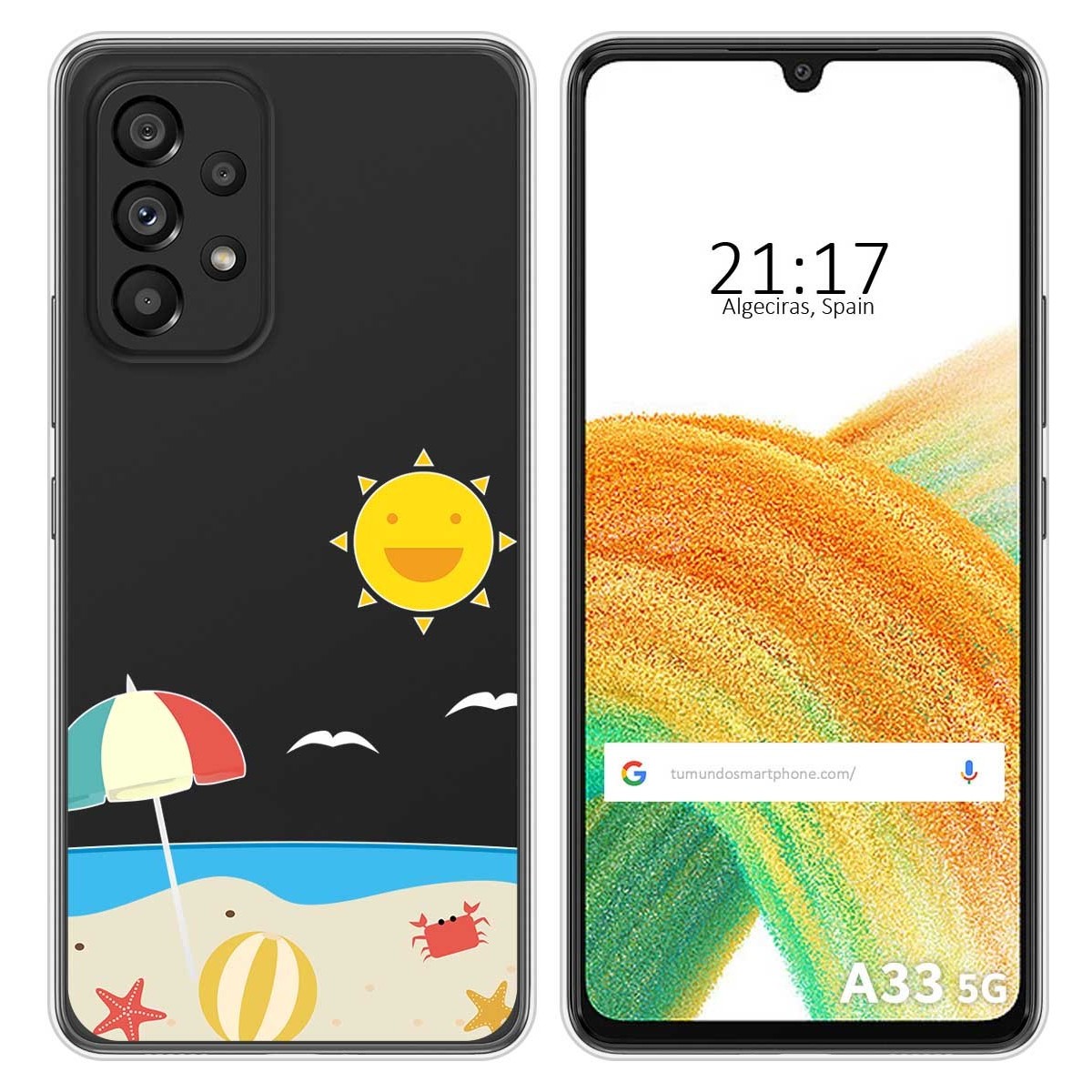 Funda Silicona Transparente para Samsung Galaxy A33 5G diseño Playa Dibujos