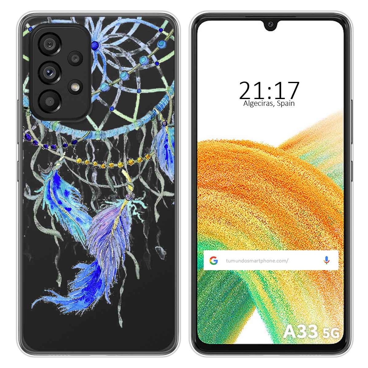 Funda Silicona Transparente para Samsung Galaxy A33 5G diseño Plumas Dibujos