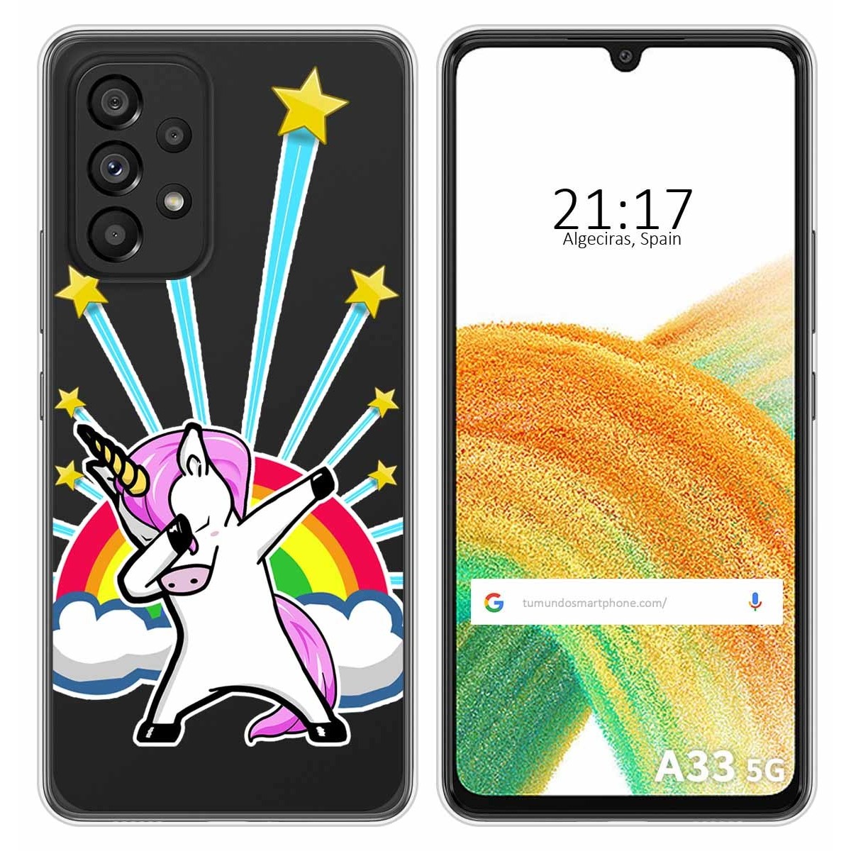 Funda Silicona Transparente para Samsung Galaxy A33 5G diseño Unicornio Dibujos