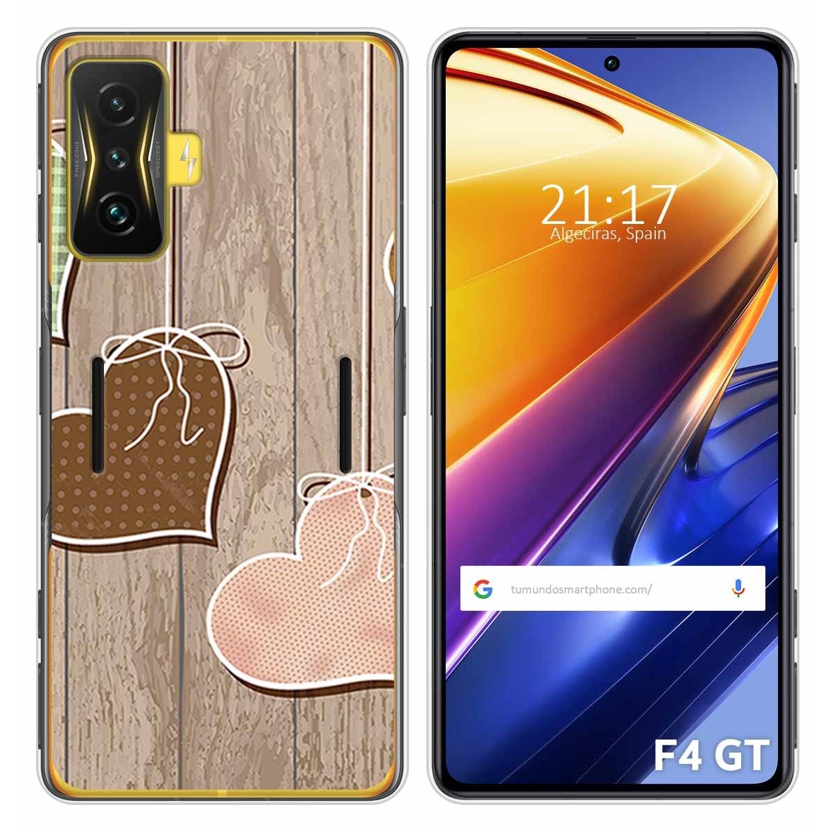 Funda Silicona para Xiaomi POCO F4 GT 5G diseño Corazones Madera Dibujos