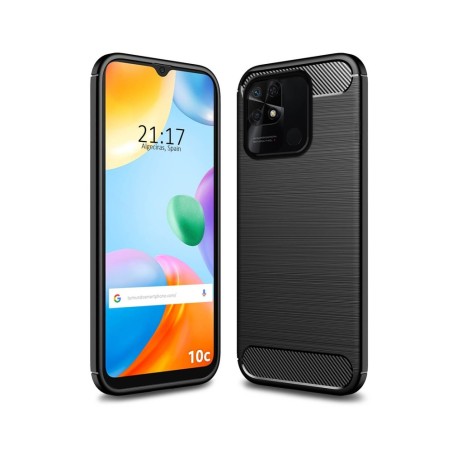 Funda Gel Tpu Tipo Carbon Negra para Xiaomi Redmi 10C