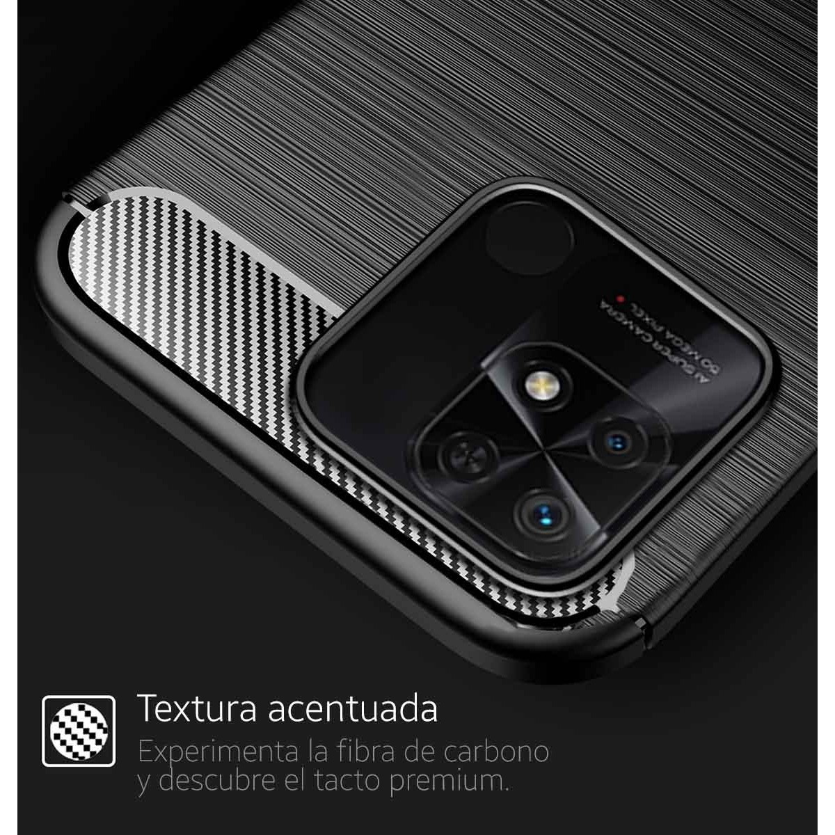 Funda Gel Tpu Tipo Carbon Negra para Xiaomi Redmi 10C