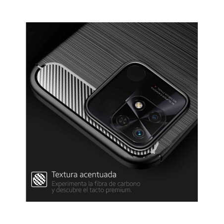 Funda Gel Tpu Tipo Carbon Negra para Xiaomi Redmi 10C